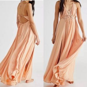 New Free People Endless Summer Coming Through Maxi Dress Peach